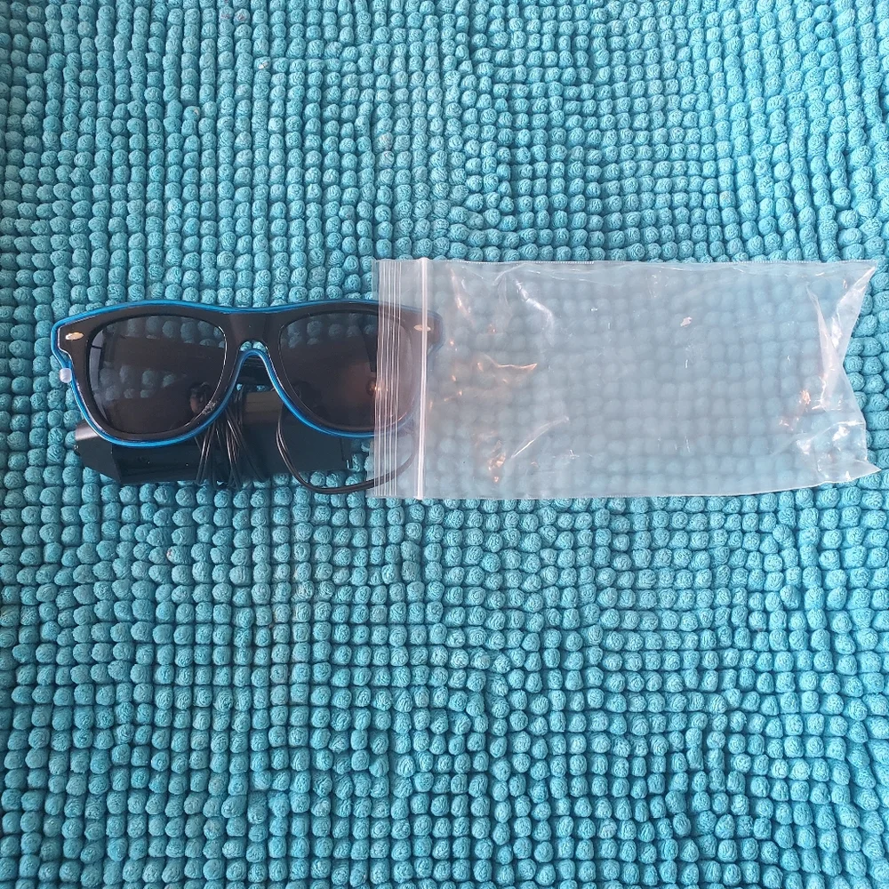 Blue EL Wire Neon Rave Glasses Flashing LED Sunglasses